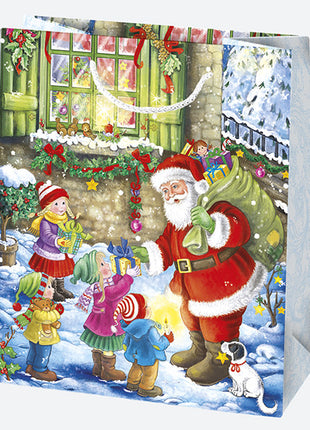 Karácsony Toyland papír ajándéktasak, ajándékzacskó 19x23x10,5 cm