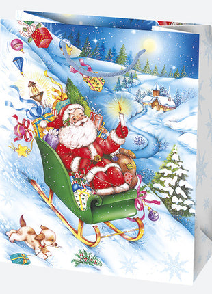 Karácsony Toyland papír ajándéktasak, ajándékzacskó 19x23x10,5 cm