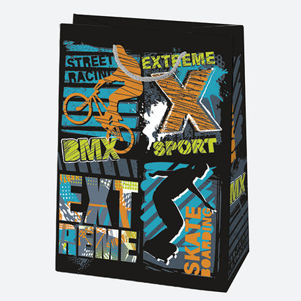 Fiús Party papír ajándéktasak, ajándékzacskó 23x32x11 cm