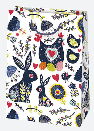 Húsvét Bunnies papír ajándéktasak, ajándékzacskó 23x32x11 cm