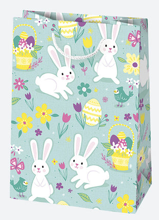 Húsvét Bunnies papír ajándéktasak, ajándékzacskó 23x32x11 cm