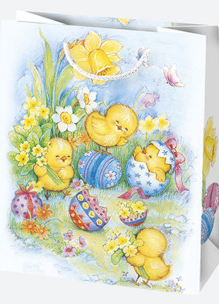 Húsvét Flowers papír ajándéktasak, ajándékzacskó 19x23x10,5 cm