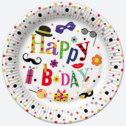 Happy Birthday Funny papírtányér 8 db-os 22,7 cm