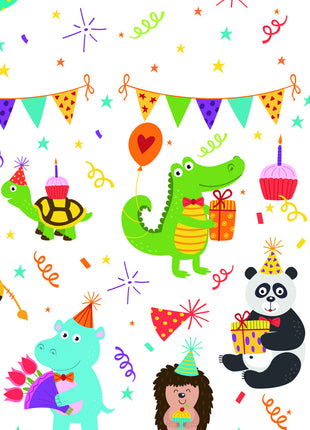 Állatos Cute Party papír asztalterítő 120x180 cm