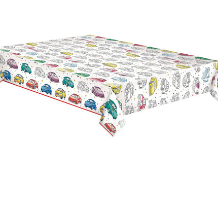 Autó Cartoon papír asztalterítő 120x180 cm