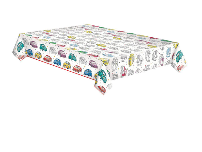 Autó Cartoon papír asztalterítő 120x180 cm