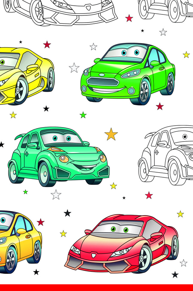 Autó Cartoon papír asztalterítő 120x180 cm