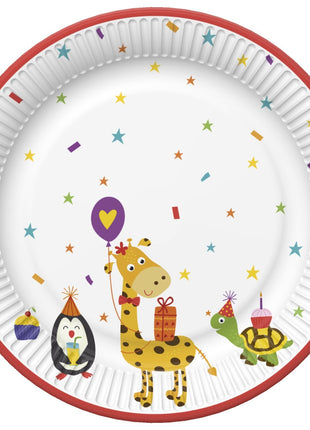 Állatos Cute Party papírtányér 8 db-os 18 cm