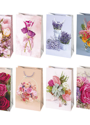 Virág Bouquets papír ajándéktasak, ajándékzacskó 16x24x7 cm