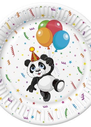 Állatos Funny Panda papírtányér 8 db-os 22,7 cm