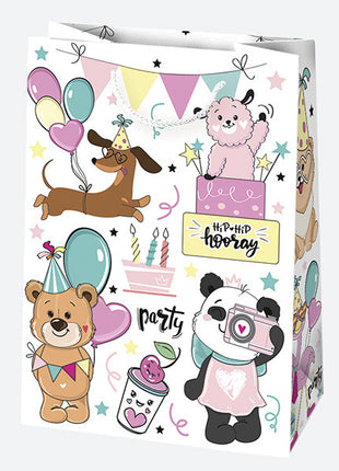 Színes Party papír ajándéktasak, ajándékzacskó 23x32x11 cm