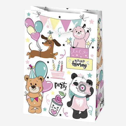 Színes Party papír ajándéktasak, ajándékzacskó 23x32x11 cm