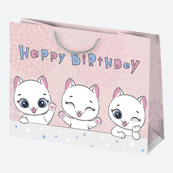 Happy Birthday Sissy papír ajándéktasak, ajándékzacskó 30x23x10 cm