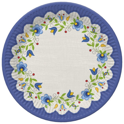 Hímzés Folk papírtányér 8 db-os 18 cm