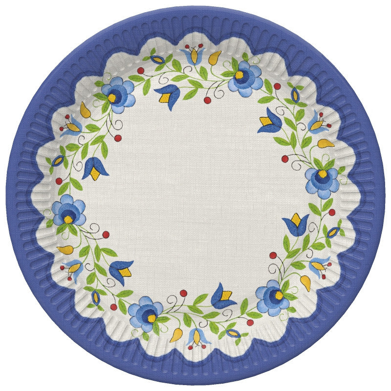 Hímzés Folk papírtányér 8 db-os 18 cm
