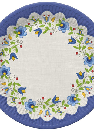 Hímzés Folk papírtányér 8 db-os 22,7 cm