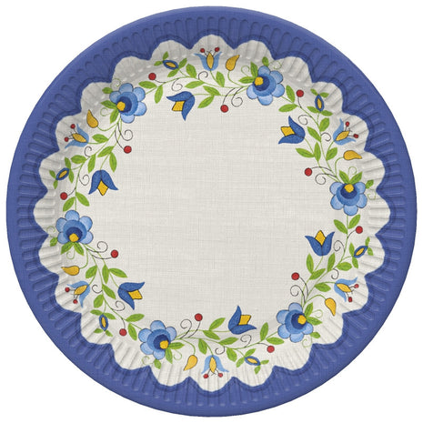 Hímzés Folk papírtányér 8 db-os 22,7 cm