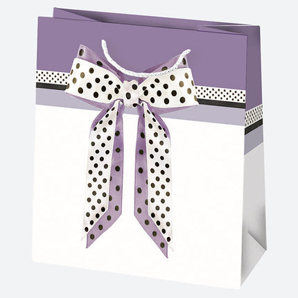 Színes Bow papír ajándéktasak, ajándékzacskó 15,5x15,5x8 cm