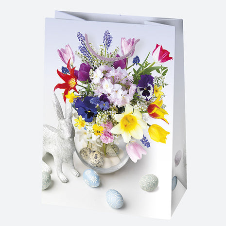 Húsvét Flowers papír ajándéktasak, ajándékzacskó 23x32x11 cm