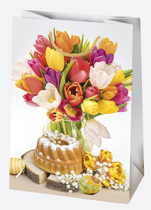 Húsvét Flowers papír ajándéktasak, ajándékzacskó 23x32x11 cm