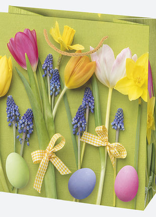 Húsvét Spring papír ajándéktasak, ajándékzacskó 15,5x15,5x8 cm