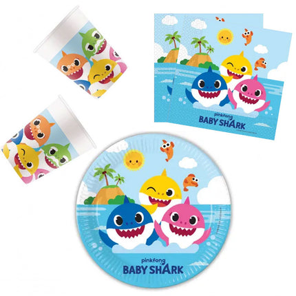 Baby Shark Fun in the Sun party szett 36 db-os 23 cm-es tányérral