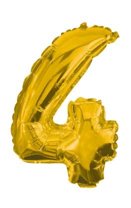 Arany Gold mini 4-es szám fólia lufi 33 cm