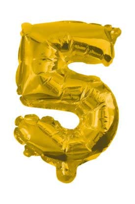 Arany Gold mini 5-ös szám fólia lufi 31 cm