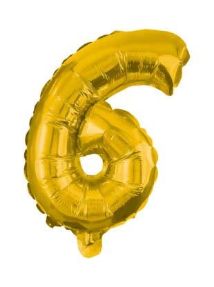 Arany Gold mini 6-os szám fólia lufi 35 cm
