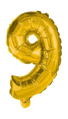 Arany Gold mini 9-es szám fólia lufi 35 cm