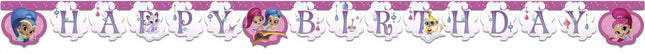 Shimmer és Shine Glitter Happy Birthday felirat