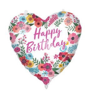 Happy Birthday Floral fólia lufi 46 cm