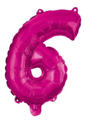 Rózsaszín Hot Pink 6-os szám fólia lufi 95 cm