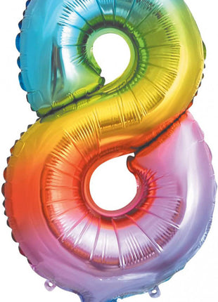 Színes Multicolour Metallic mini 8-as szám fólia lufi 35 cm