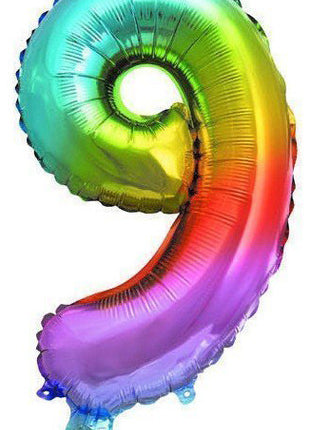 Színes Multicolour Metallic mini 9-es szám fólia lufi 36 cm