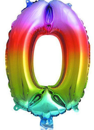 Színes Multicolour Metallic mini 0-ás szám fólia lufi 33 cm