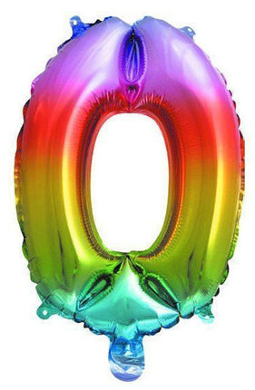 Színes Multicolour Metallic mini 0-ás szám fólia lufi 33 cm