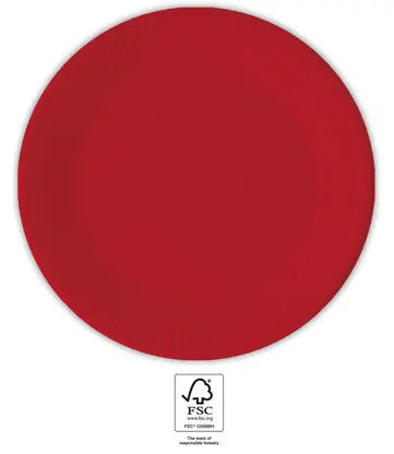 Unicolour Red, Piros papírtányér 8 db-os 20 cm FSC