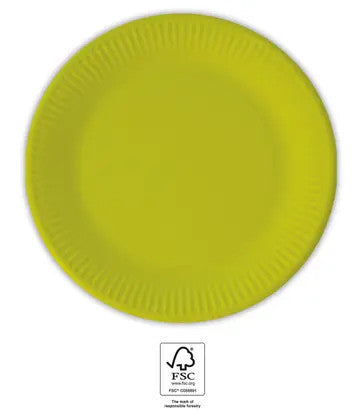 Unicolour Lime Green, Zöld papírtányér 8 db-os 20 cm FSC