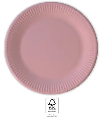 Unicolour Pink, Rózsaszín papírtányér 8 db-os 20 cm FSC