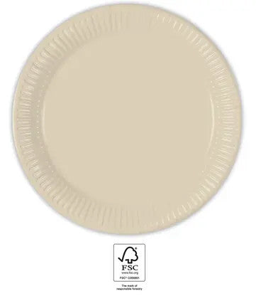 Unicolour Beige, Bézs papírtányér 8 db-os 23 cm FSC