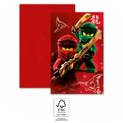 Lego Ninjago party meghívó 6 db-os FSC