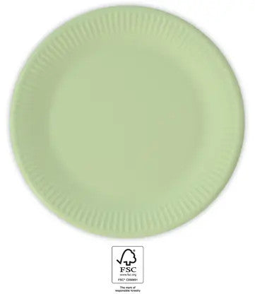 Unicolour Pastel Mint, Zöld papírtányér 8 db-os 23 cm FSC