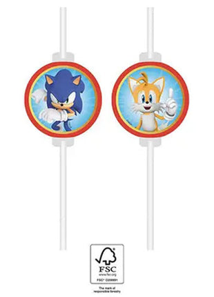Sonic a sündisznó Sega papír szívószál, 4 db-os szett FSC