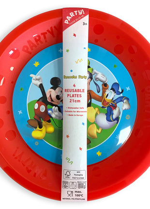 Disney Mickey Rock the House micro prémium műanyag lapostányér 4 db-os szett 21 cm