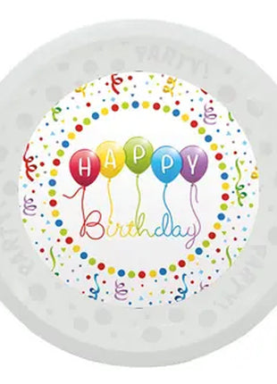 Happy Birthday Streamers micro prémium műanyag lapostányér 21 cm