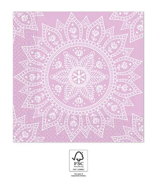 Mandala Purple White szalvéta 20 db-os, 33x33 cm FSC