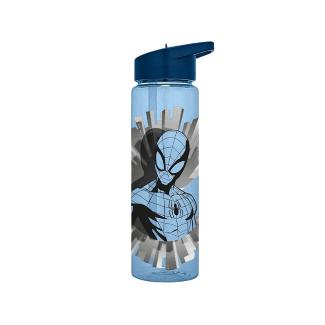 Pókember Blue mintás műanyag kulacs beépített szívószállal, 600 ml űrtartalommal.