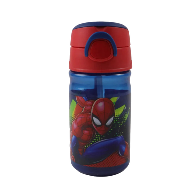 Pókember Splotch mintás alumínium kulacs beépített szívószállal és akasztóval, 500 ml űrtartalommal.