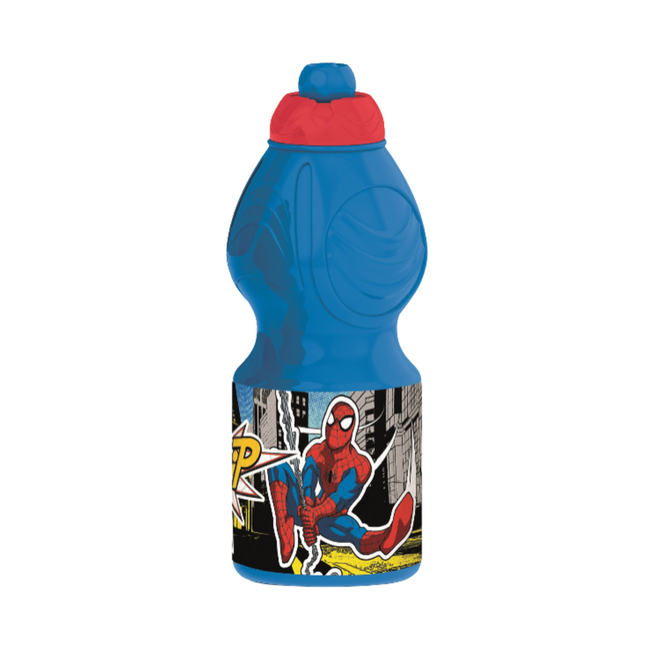 Pókember Streets mintás műanyag sportkulacs, 400 ml űrtartalommal.